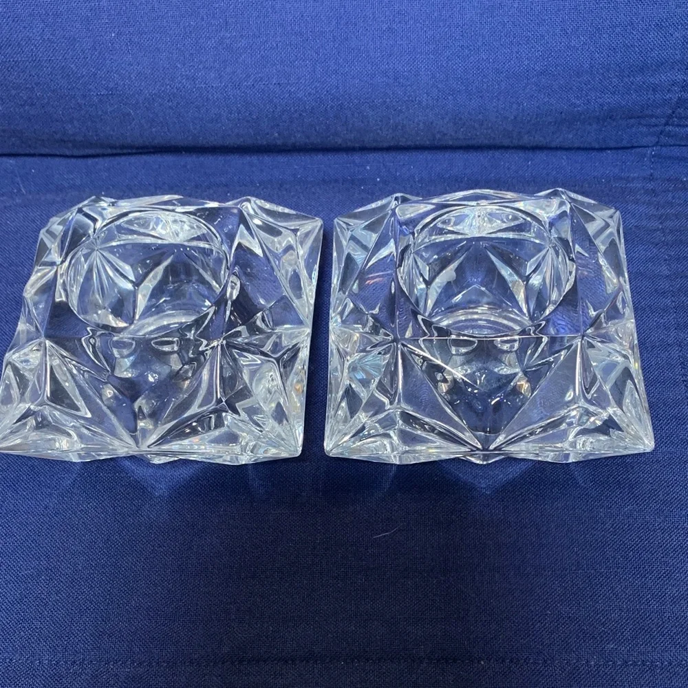 PartyLite Quad Prism crystal votive Candle Holders (2)